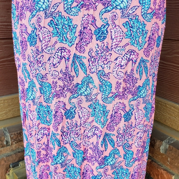 NWT Simply Southern Seahorse Pattern Maxi Dress Size Small Pink Blue - Picture 16 of 16
